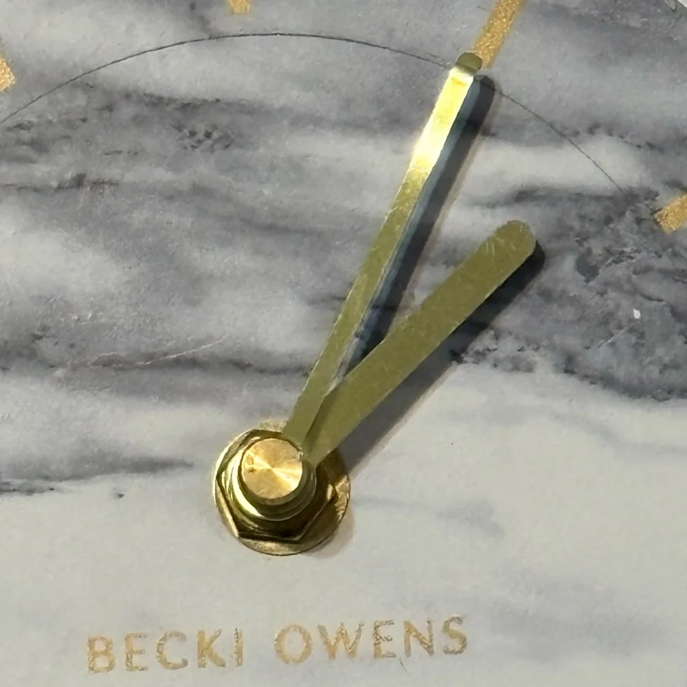 Marble Table Clock in White and Gold